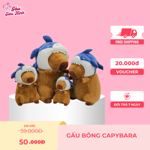 Gấu Bông Capybara Cosplay Đội Mũ Cá Mập Quà Tặng Sinh Nhật Cho Bạn, Người Yêu, Capybara Bơ Gấu Bông Nadu